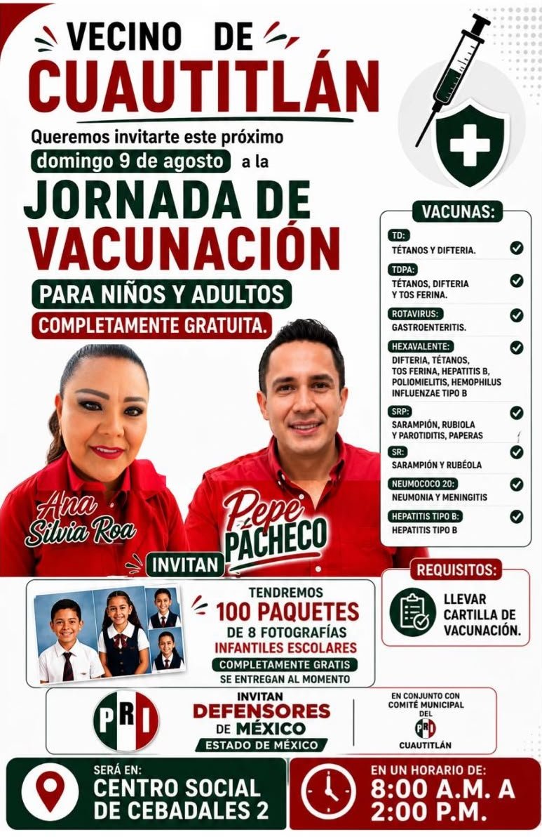 Indignación en Cuautitlán: Repudio generalizado al uso de vacunas caducas, el PRI retorna sus malas prácticas con Ana Silvia Roa y Pepe Pacheco.